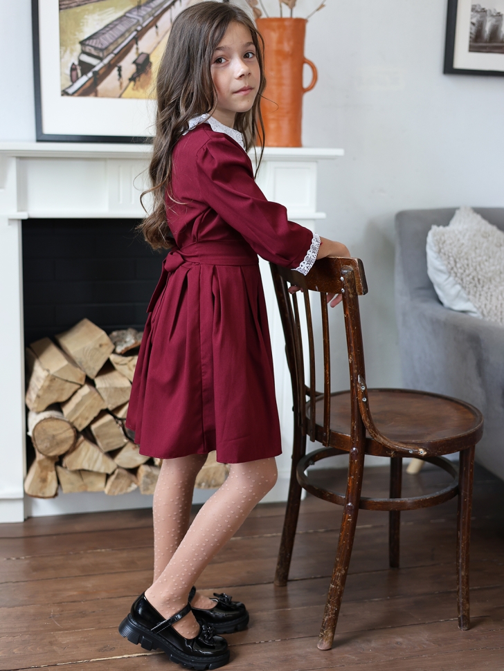 Платье для девочки школьное БУШОН SK11, цвет бордовый