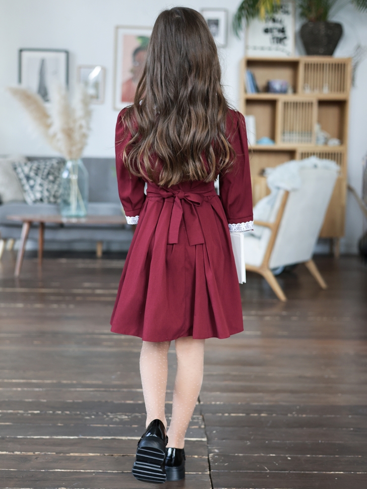 Платье для девочки школьное БУШОН SK11, цвет бордовый