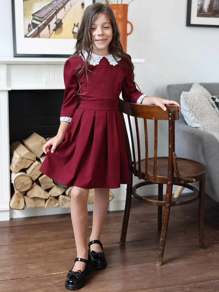 Платье для девочки школьное БУШОН SK11, цвет бордовый