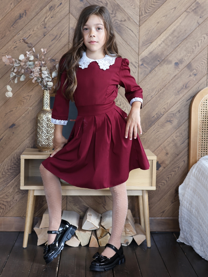 Платье для девочки школьное БУШОН SK11, цвет бордовый