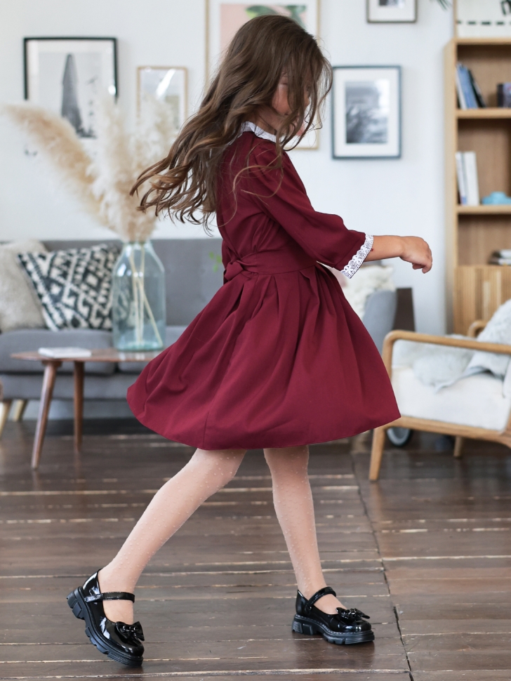 Платье для девочки школьное БУШОН SK11, цвет бордовый