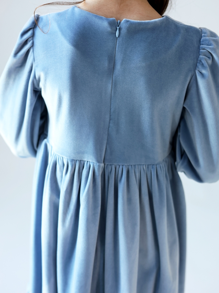 Платье велюровое нарядное БУШОН ST63, цвет серо-голубой