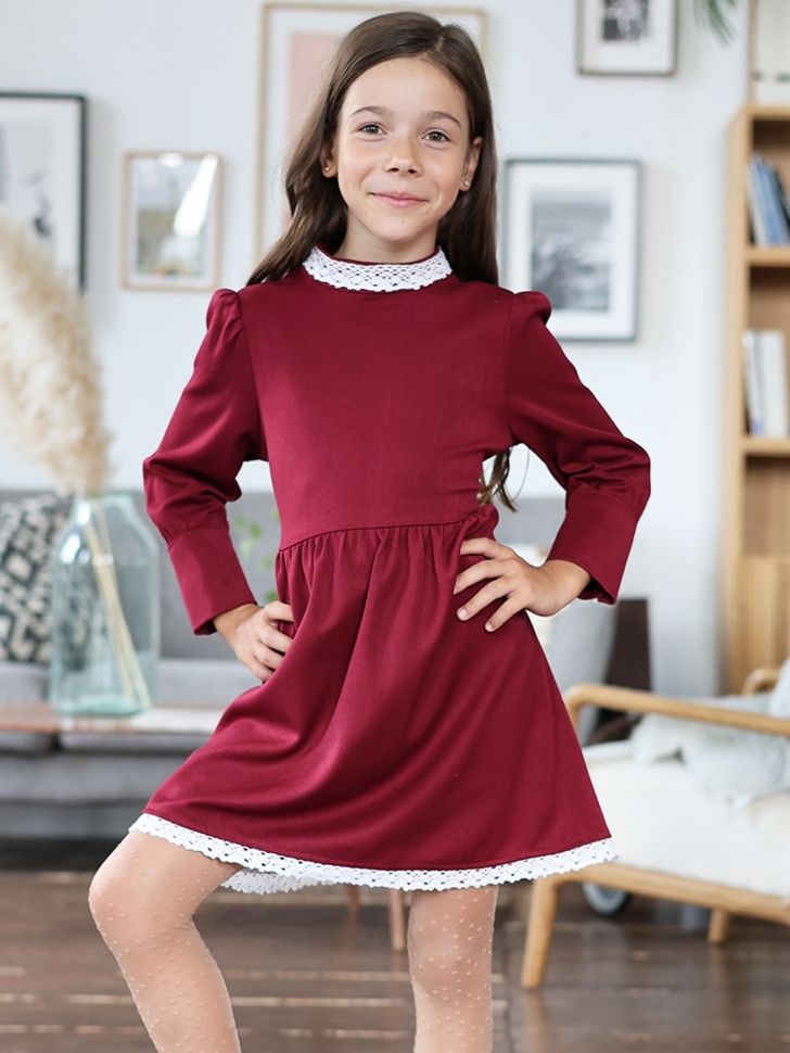 Платье для девочки школьное БУШОН SK42, цвет бордовый