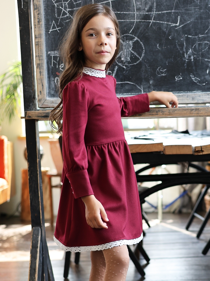 Платье для девочки школьное БУШОН SK42, цвет бордовый
