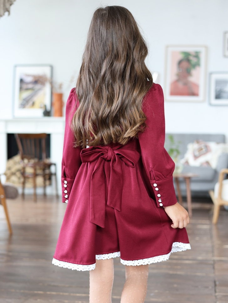 Платье для девочки школьное БУШОН SK42, цвет бордовый