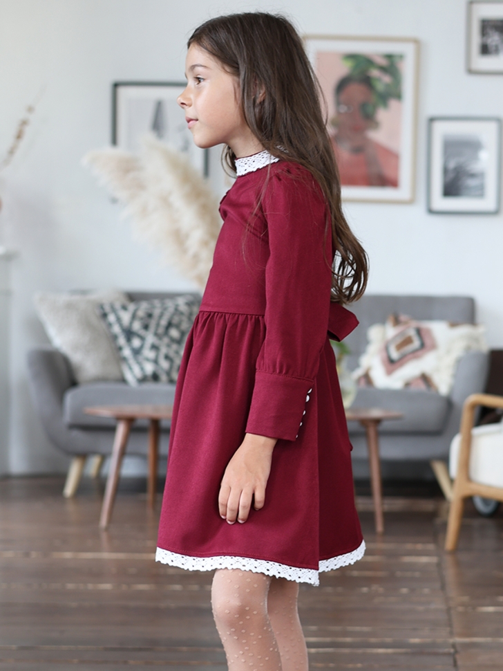 Платье для девочки школьное БУШОН SK42, цвет бордовый