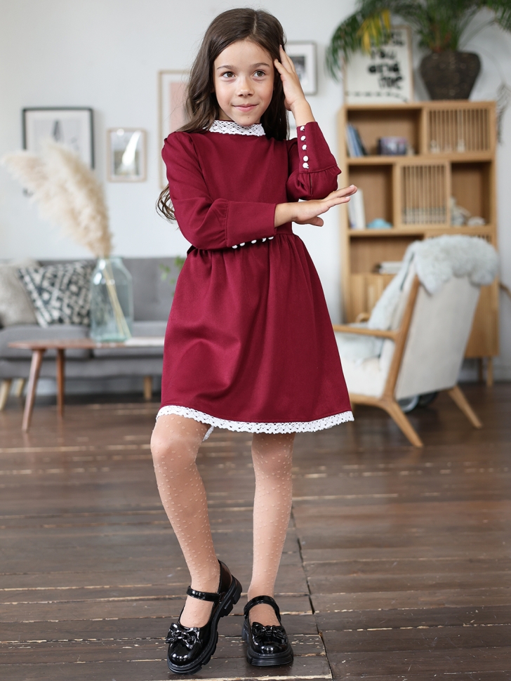 Платье для девочки школьное БУШОН SK42, цвет бордовый