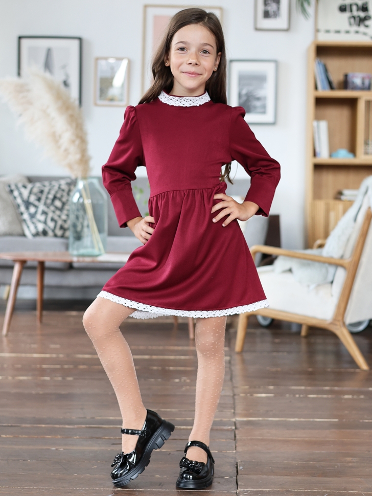 Платье для девочки школьное БУШОН SK42, цвет бордовый