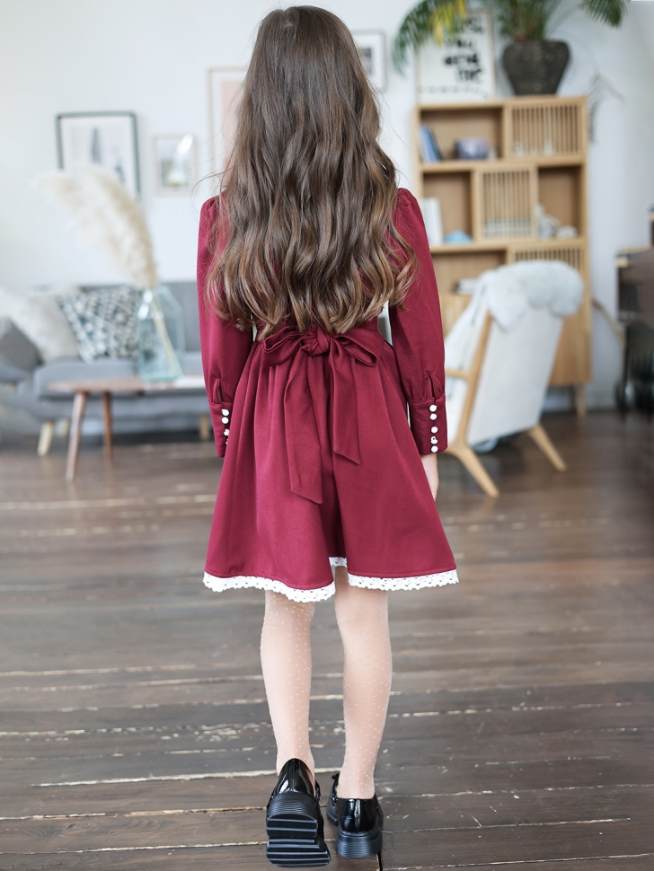 Платье для девочки школьное БУШОН SK42, цвет бордовый