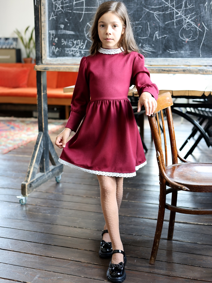 Платье для девочки школьное БУШОН SK42, цвет бордовый