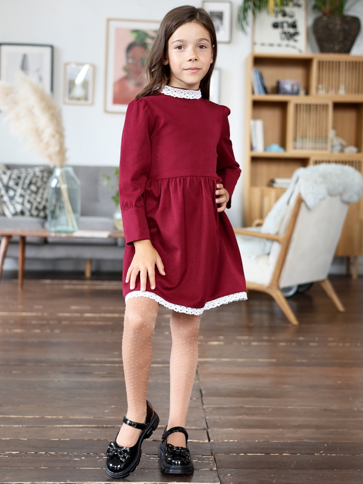 Платье для девочки школьное БУШОН SK42, цвет бордовый