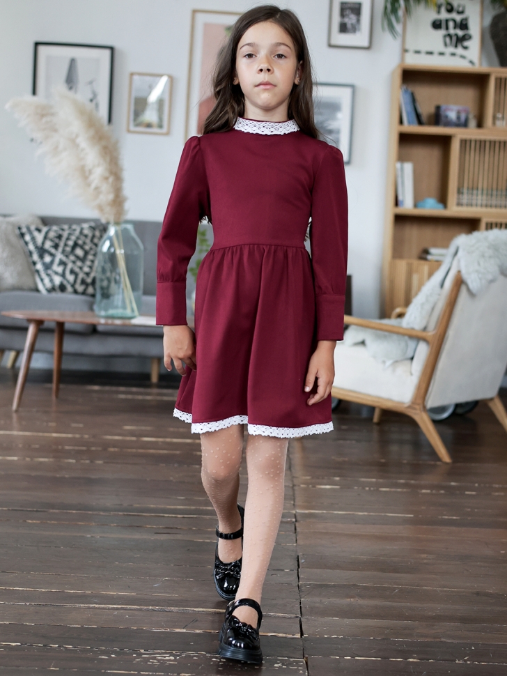 Платье для девочки школьное БУШОН SK42, цвет бордовый