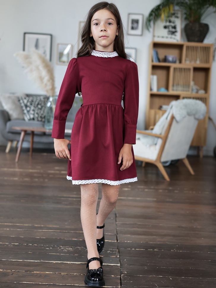 Платье для девочки школьное БУШОН SK42, цвет бордовый