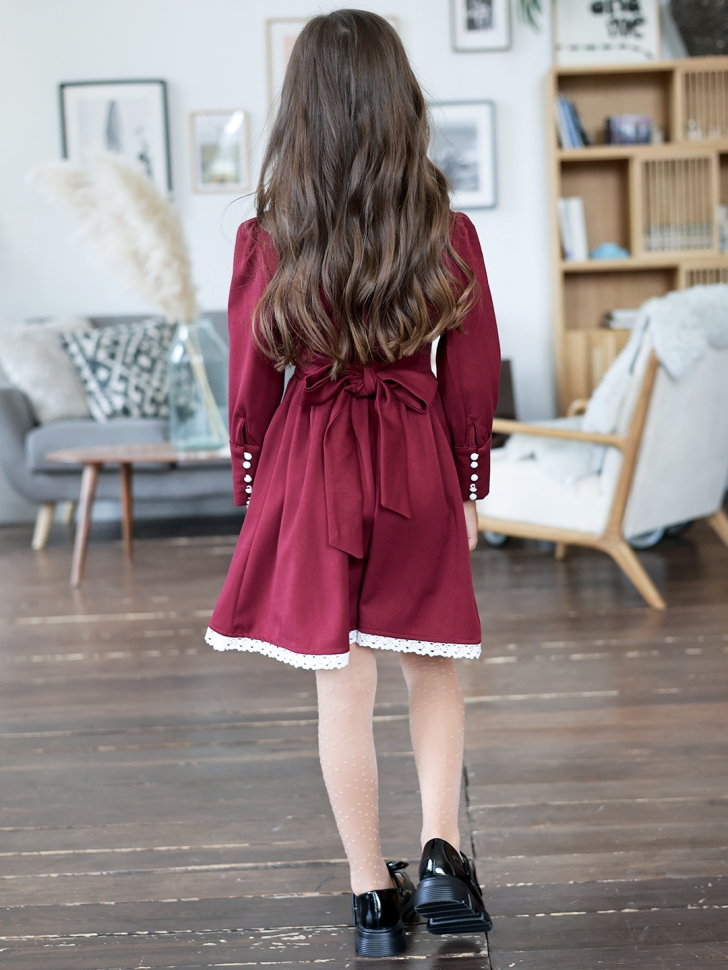 Платье для девочки школьное БУШОН SK42, цвет бордовый