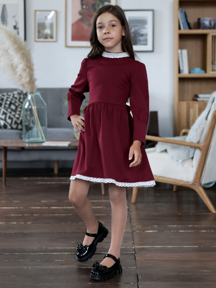 Платье для девочки школьное БУШОН SK42, цвет бордовый