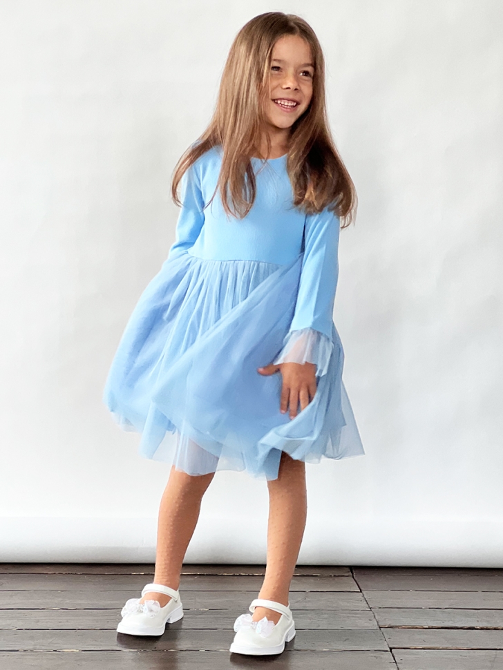 Платье для девочки нарядное БУШОН ST56, цвет голубой 