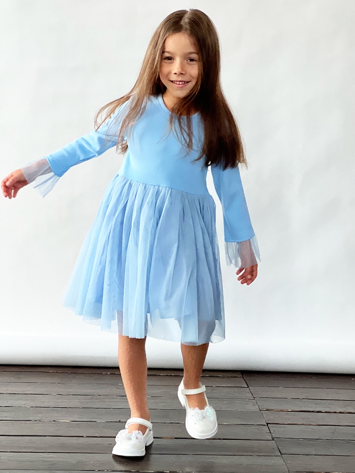 Платье для девочки нарядное БУШОН ST56, цвет голубой 