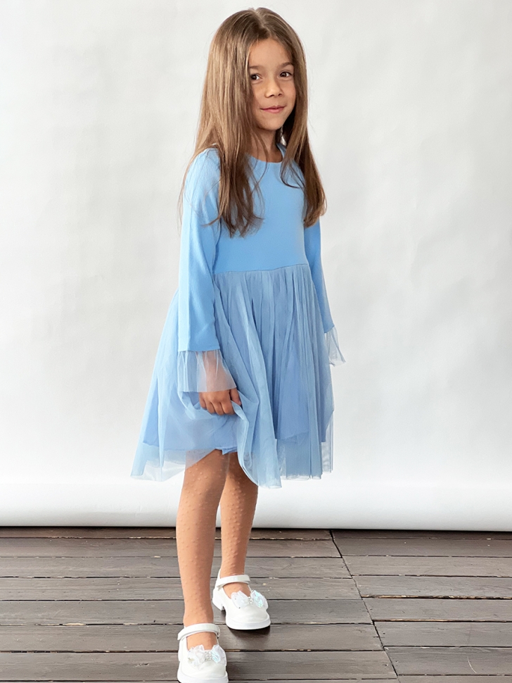 Платье для девочки нарядное БУШОН ST56, цвет голубой 