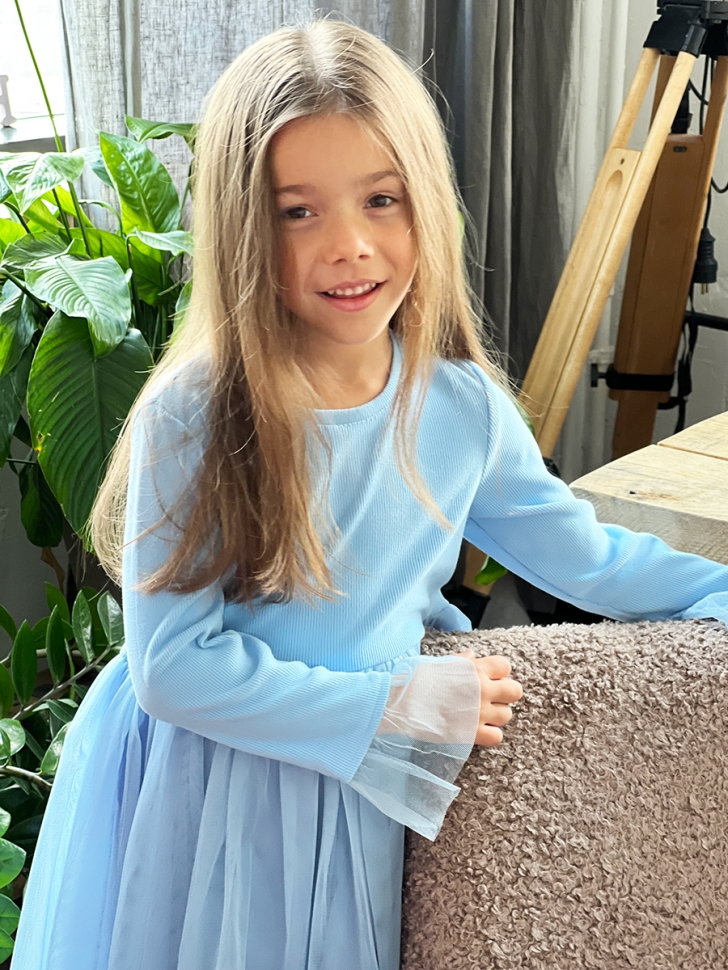 Платье для девочки нарядное БУШОН ST56, цвет голубой 