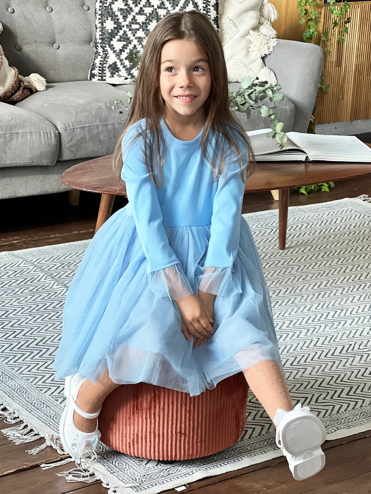 Платье для девочки нарядное БУШОН ST56, цвет голубой 