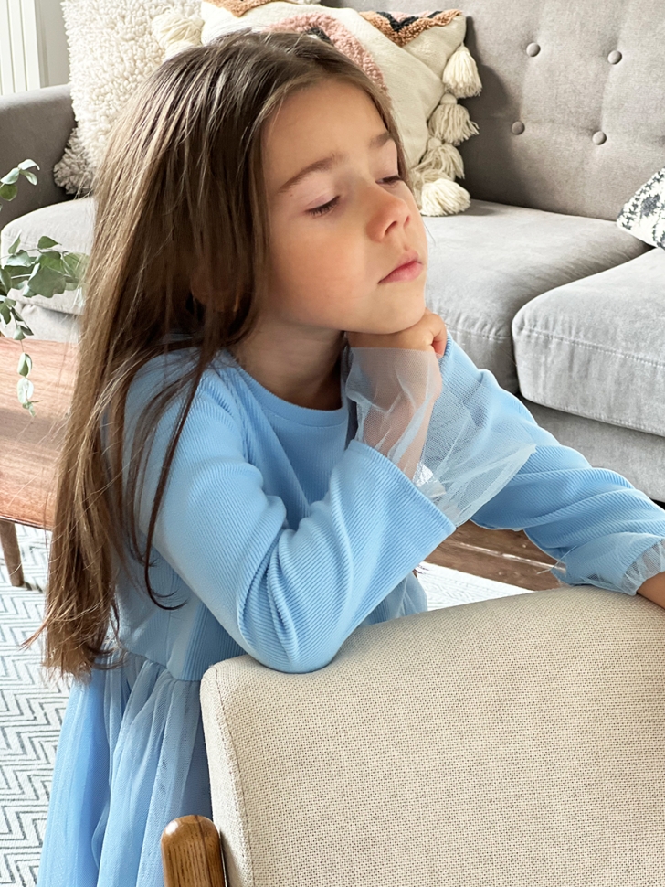 Платье для девочки нарядное БУШОН ST56, цвет голубой 