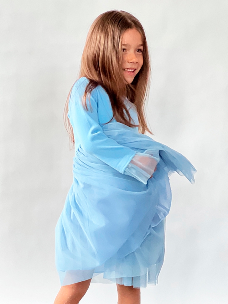 Платье для девочки нарядное БУШОН ST56, цвет голубой 
