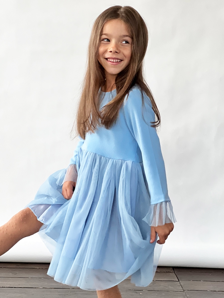 Платье для девочки нарядное БУШОН ST56, цвет голубой 