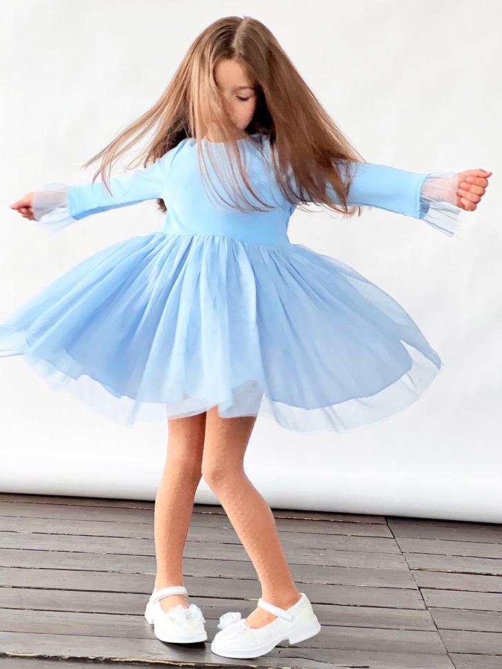 Платье для девочки нарядное БУШОН ST56, цвет голубой 