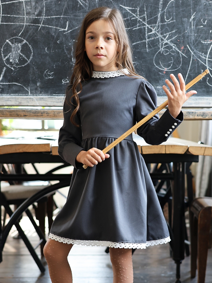 Платье для девочки школьное БУШОН SK42, цвет графит