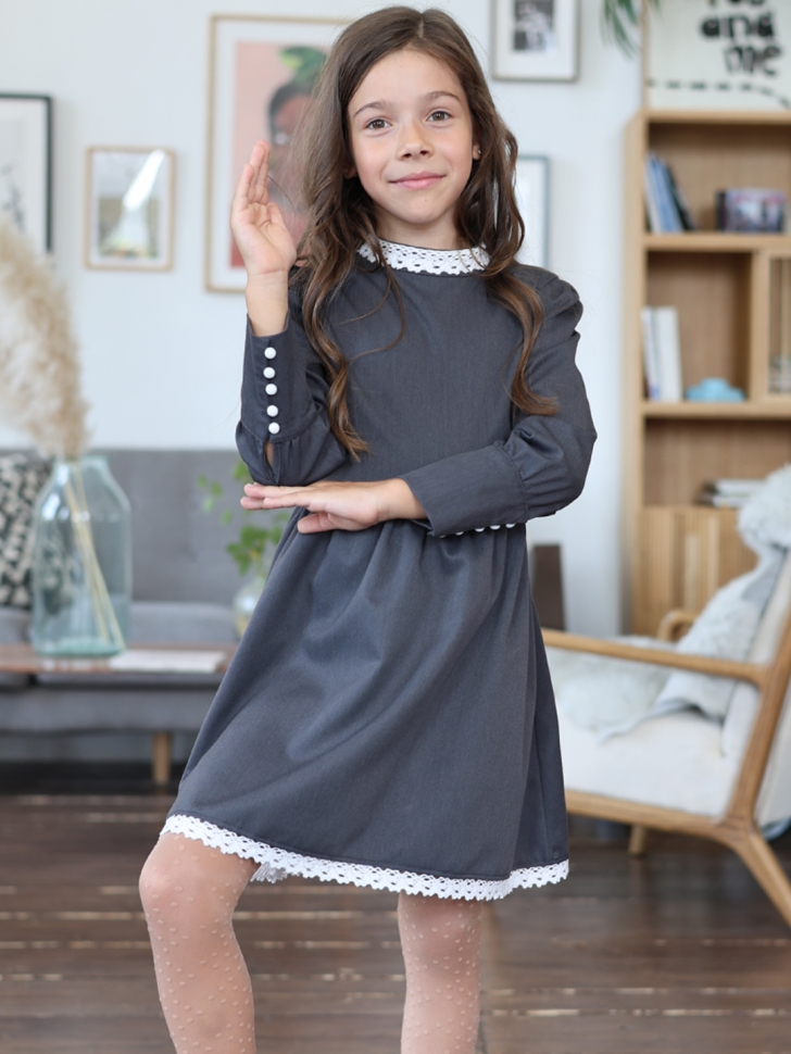 Платье для девочки школьное БУШОН SK42, цвет графит