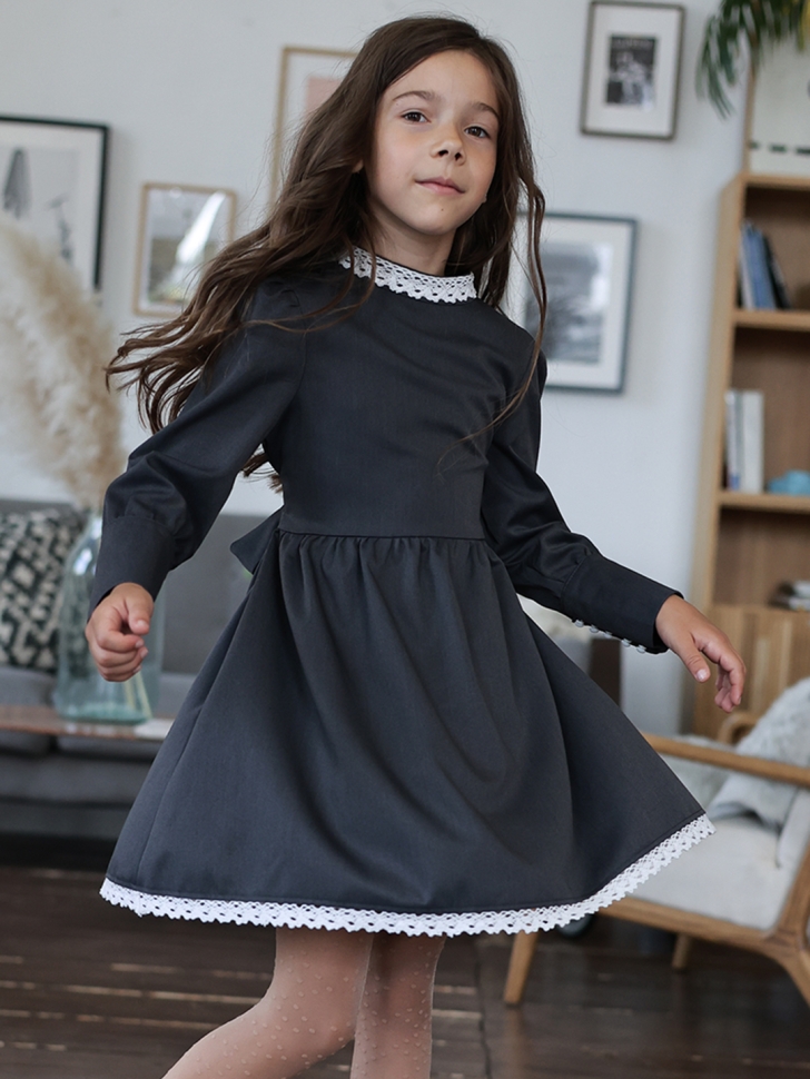 Платье для девочки школьное БУШОН SK42, цвет графит