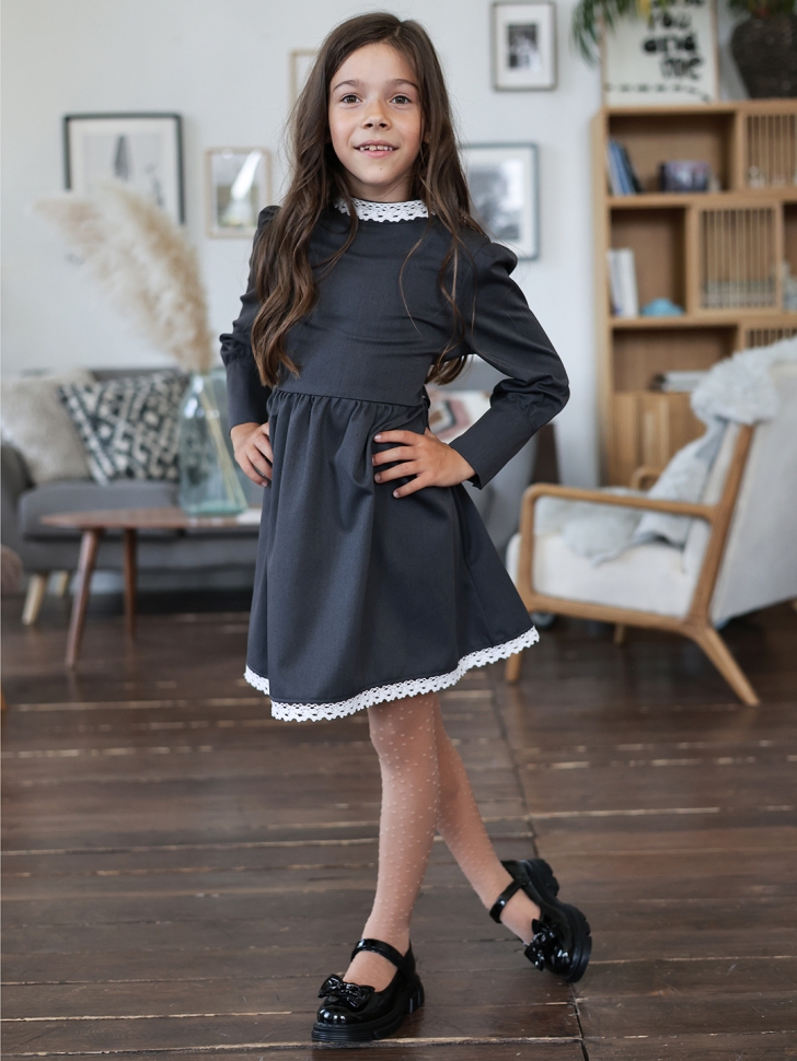 Платье для девочки школьное БУШОН SK42, цвет графит