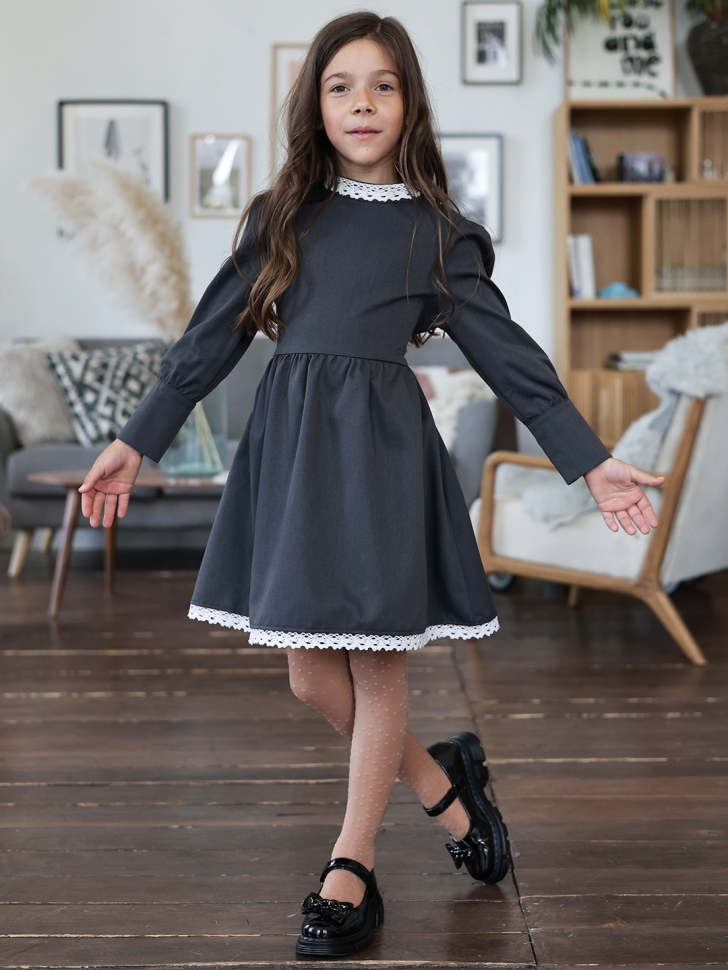Платье для девочки школьное БУШОН SK42, цвет графит