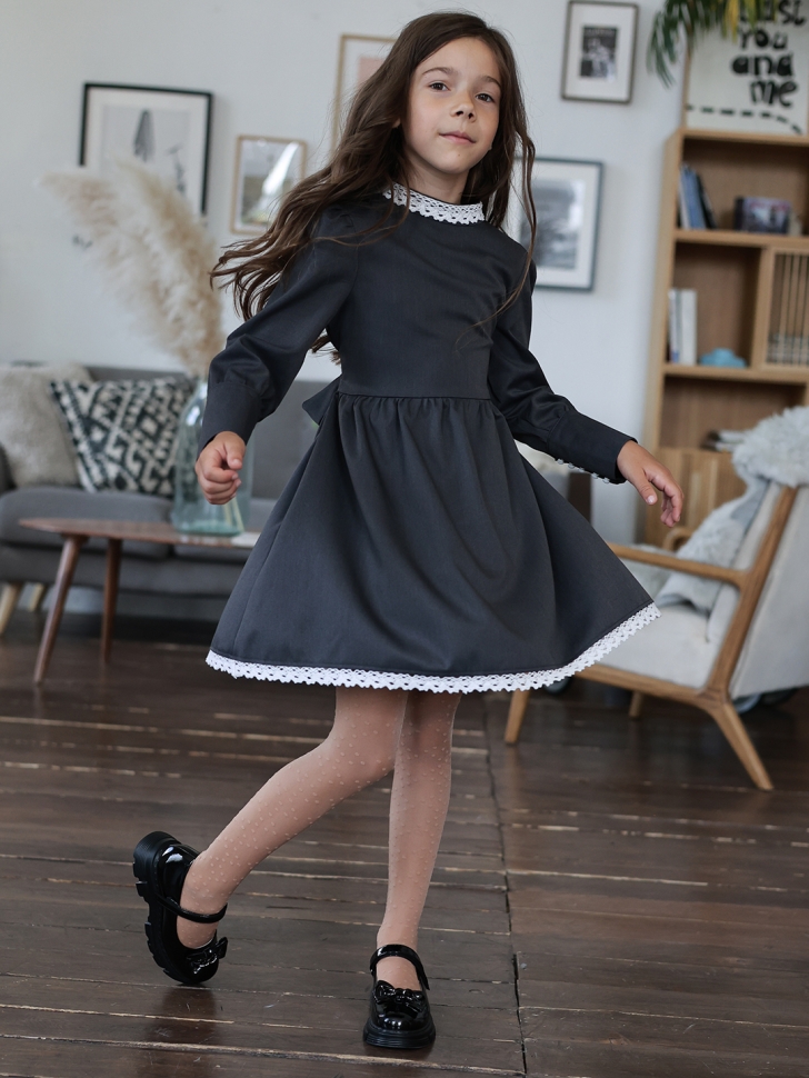 Платье для девочки школьное БУШОН SK42, цвет графит