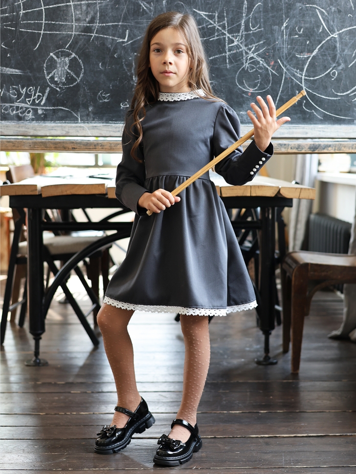 Платье для девочки школьное БУШОН SK42, цвет графит