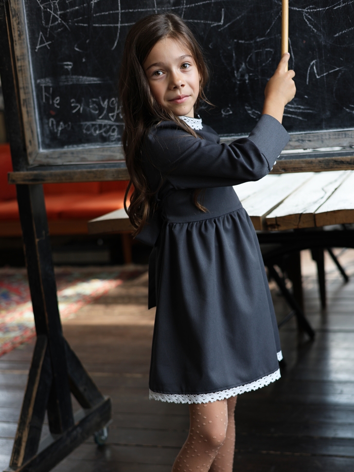 Платье для девочки школьное БУШОН SK42, цвет графит