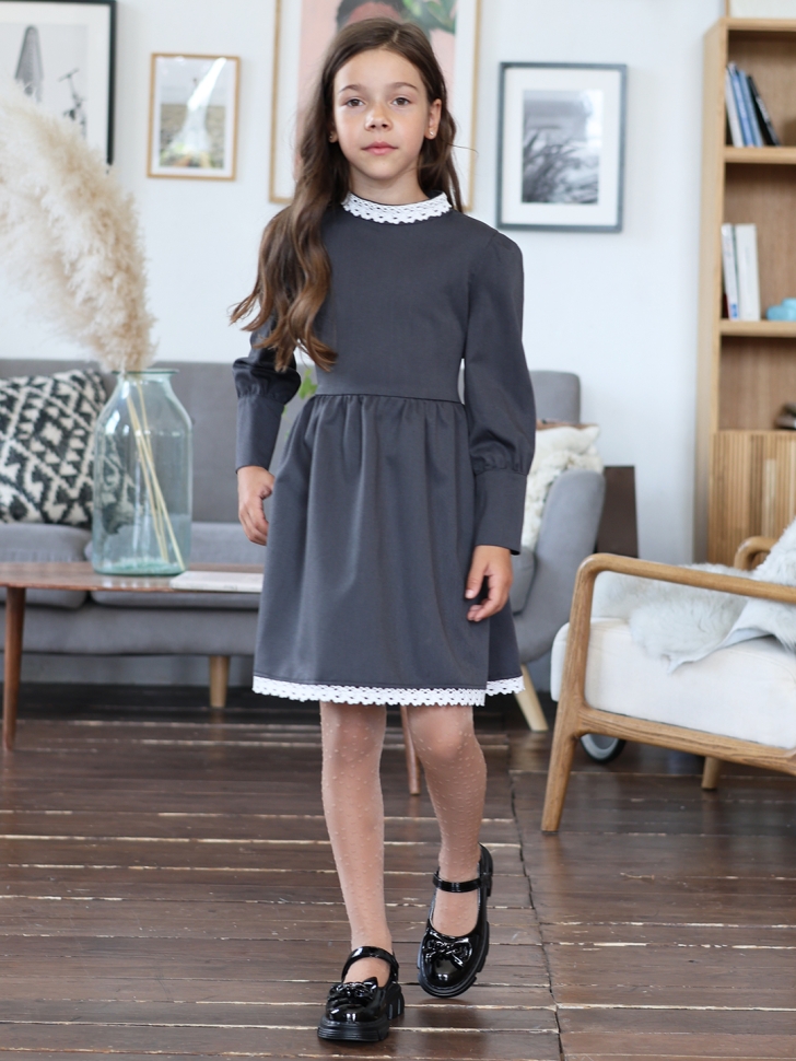 Платье для девочки школьное БУШОН SK42, цвет графит