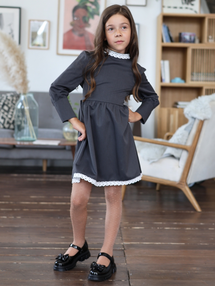 Платье для девочки школьное БУШОН SK42, цвет графит