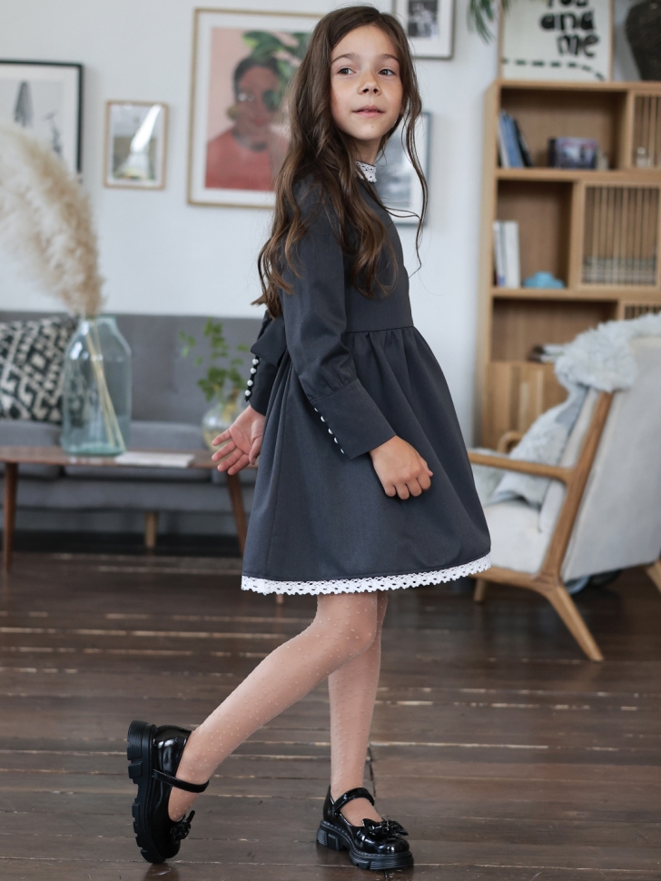Платье для девочки школьное БУШОН SK42, цвет графит