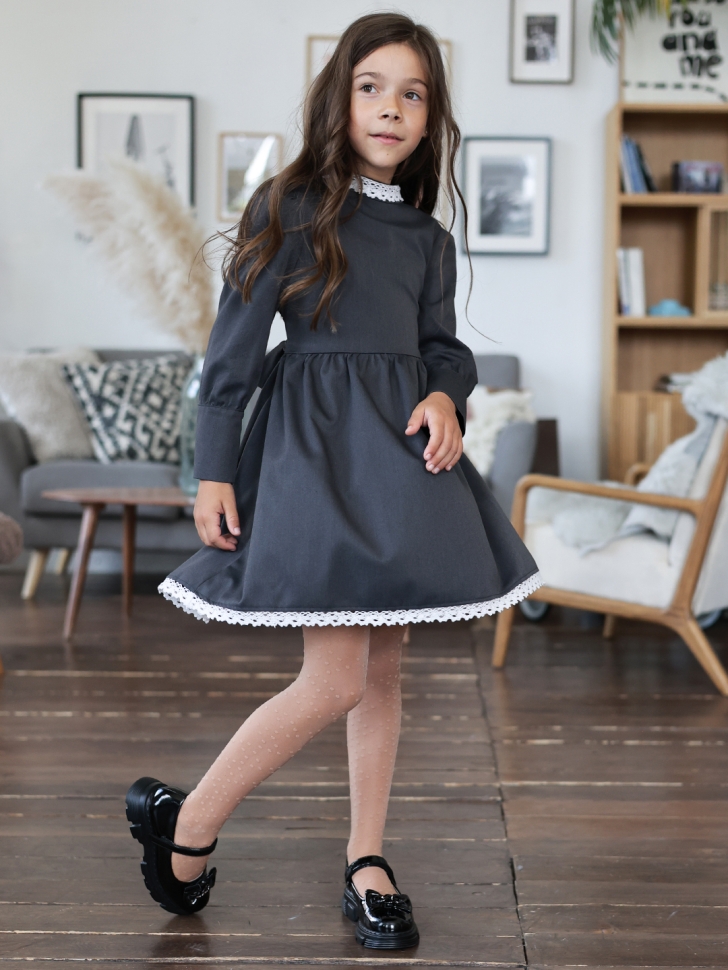 Платье для девочки школьное БУШОН SK42, цвет графит