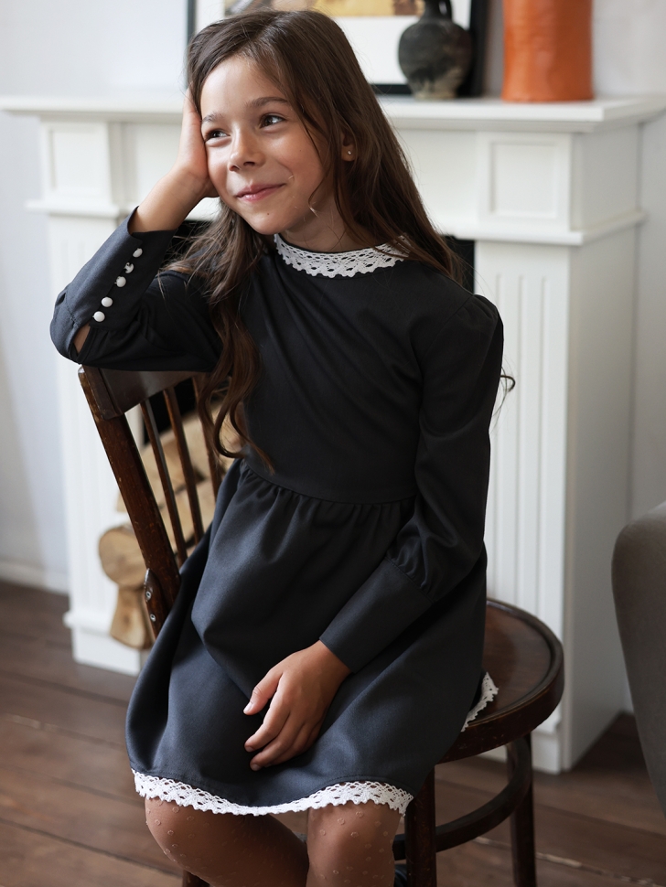 Платье для девочки школьное БУШОН SK42, цвет графит