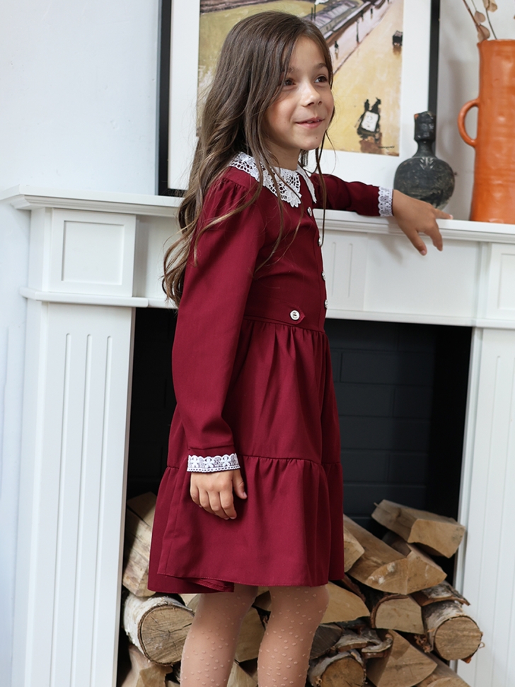 Платье для девочки школьное БУШОН SK12, цвет бордовый