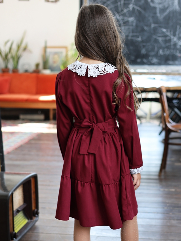 Платье для девочки школьное БУШОН SK12, цвет бордовый