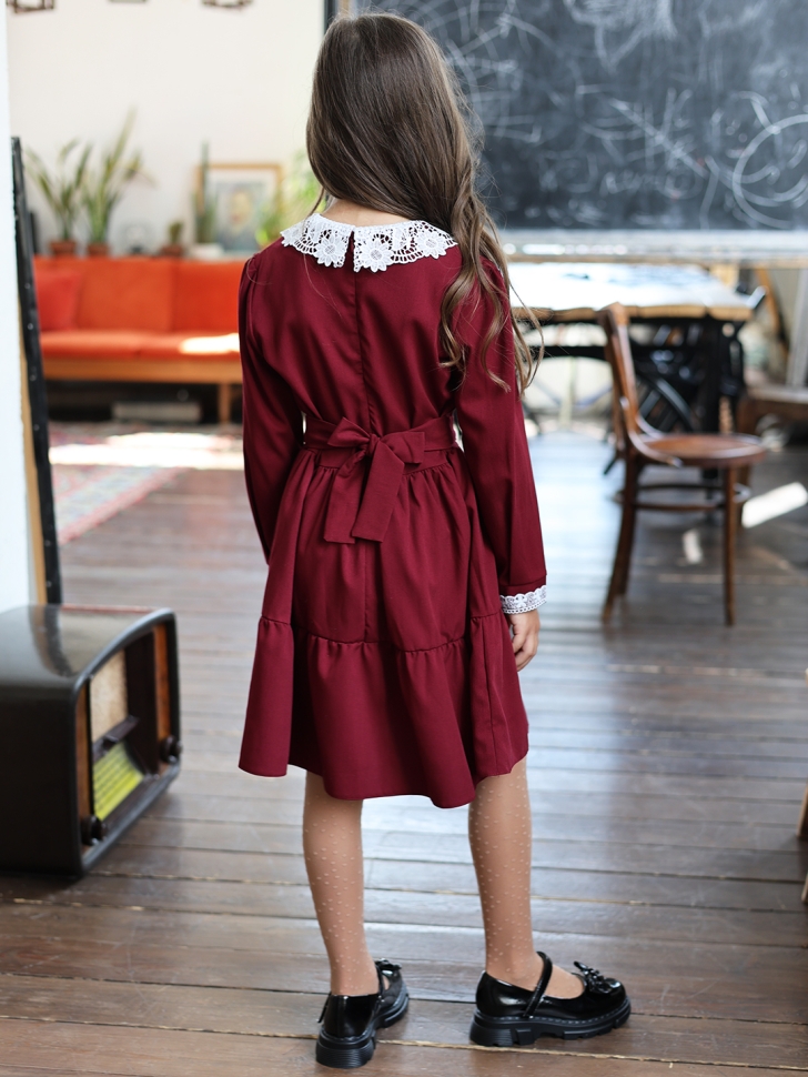Платье для девочки школьное БУШОН SK12, цвет бордовый