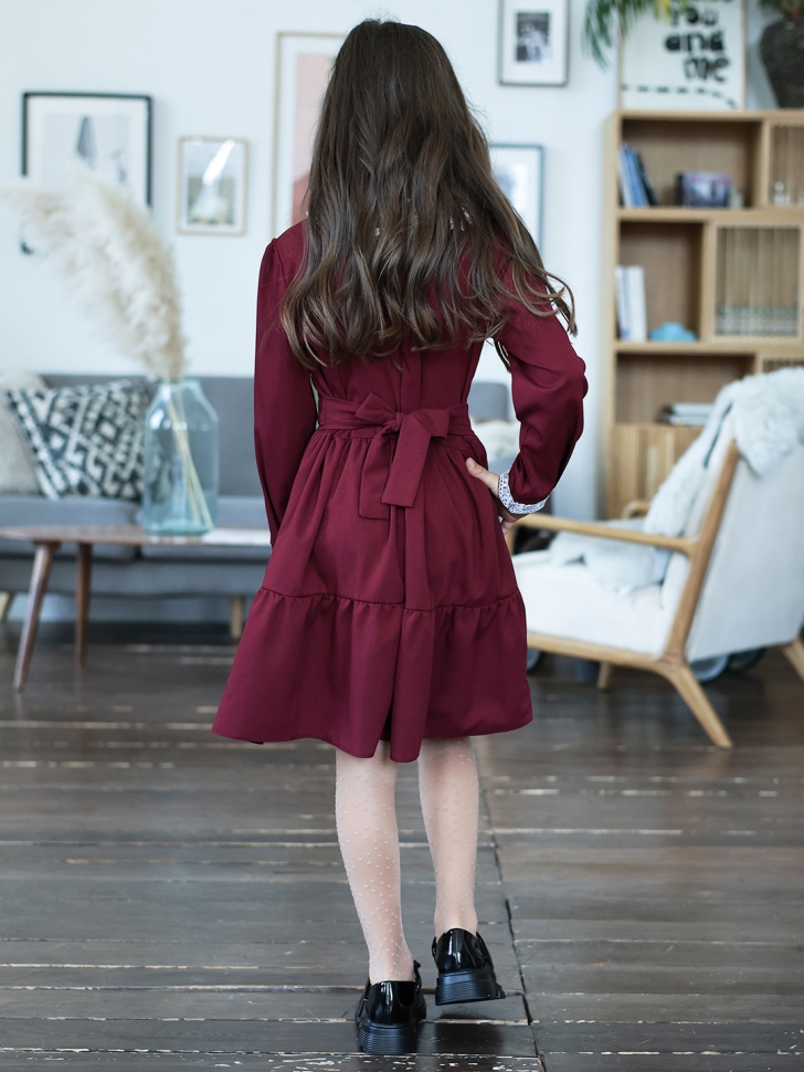 Платье для девочки школьное БУШОН SK12, цвет бордовый