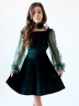 Платье велюровое БУШОН ST63, цвет изумрудный/пояс choker