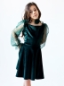 Платье велюровое БУШОН ST63, цвет изумрудный/пояс choker