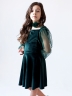 Платье велюровое БУШОН ST63, цвет изумрудный/пояс choker