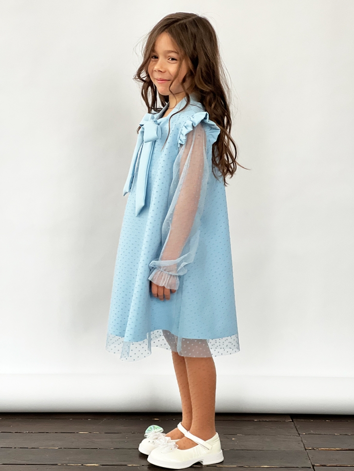 Платье для девочки нарядное БУШОН ST50, отделка фатин, цвет голубой