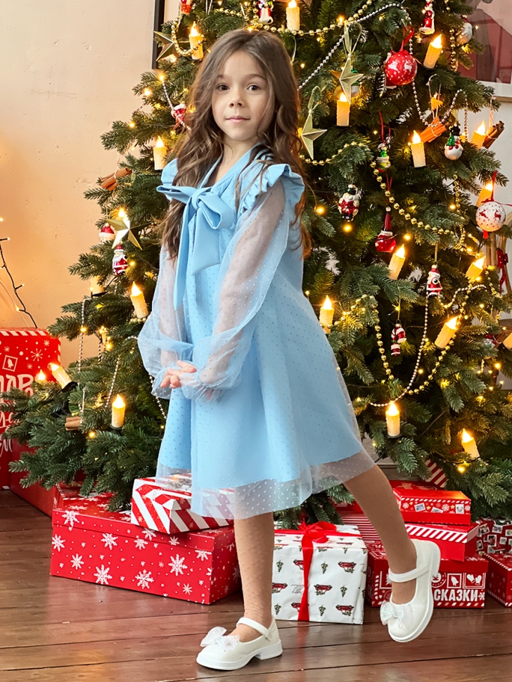 Платье для девочки нарядное БУШОН ST50, отделка фатин, цвет голубой